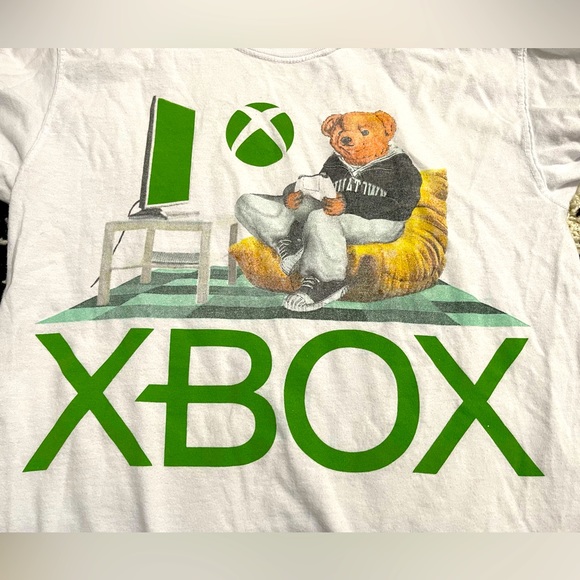 Used Men’s Size Small X-Box Game Gear Graphic Tee With Bear & Logo Prints White - Picture 7 of 9